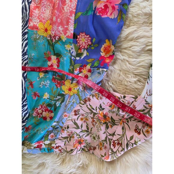 John Mark Floral Kimono Patchwork & Embroidered Size XL Viscose - Picture 13 of 16